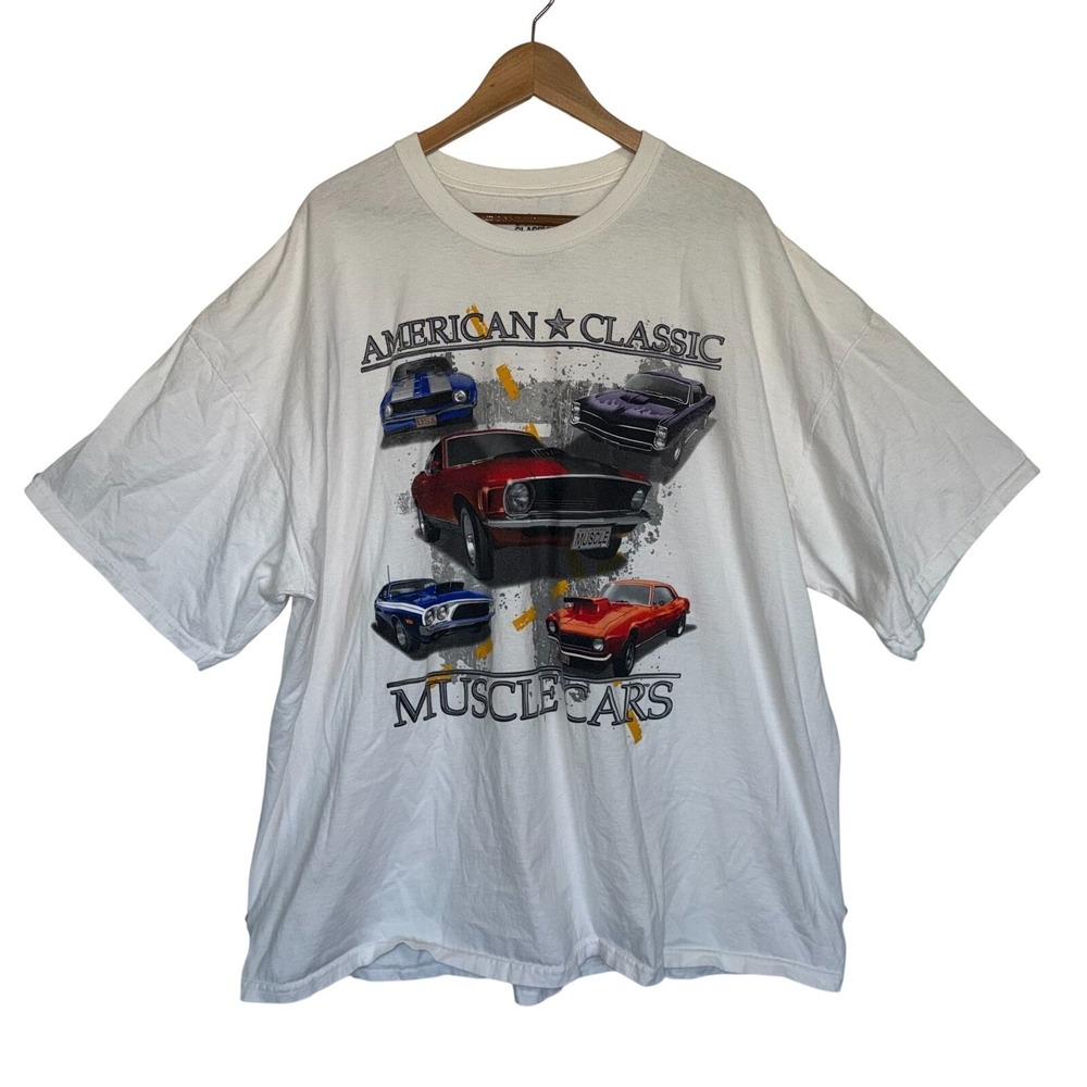 Lifestyle Classics Muscle Car Graphic T-Shirt Mens 3XLT White American Classic